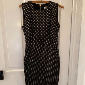 Calvin Klein Black Gold Metallic Studded Sleeveless Sheath Dress Size 2
